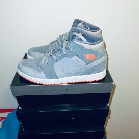 Air Jordan 1’s Gray and Orange Sneakers - Picture 3 of 6
